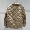 Autumn and Winter Small Lapel Collar Fashion Rhombus Grid Pressed Glue Short Double-sided Wear White Duck Down Jacket Women's Winter Coat
