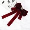 Vintage Velvets Bows Tie Brooch Pin for Women Rhinestones Pearls Uniform Pre Tied Bowknot Corsage Necktie Accessories