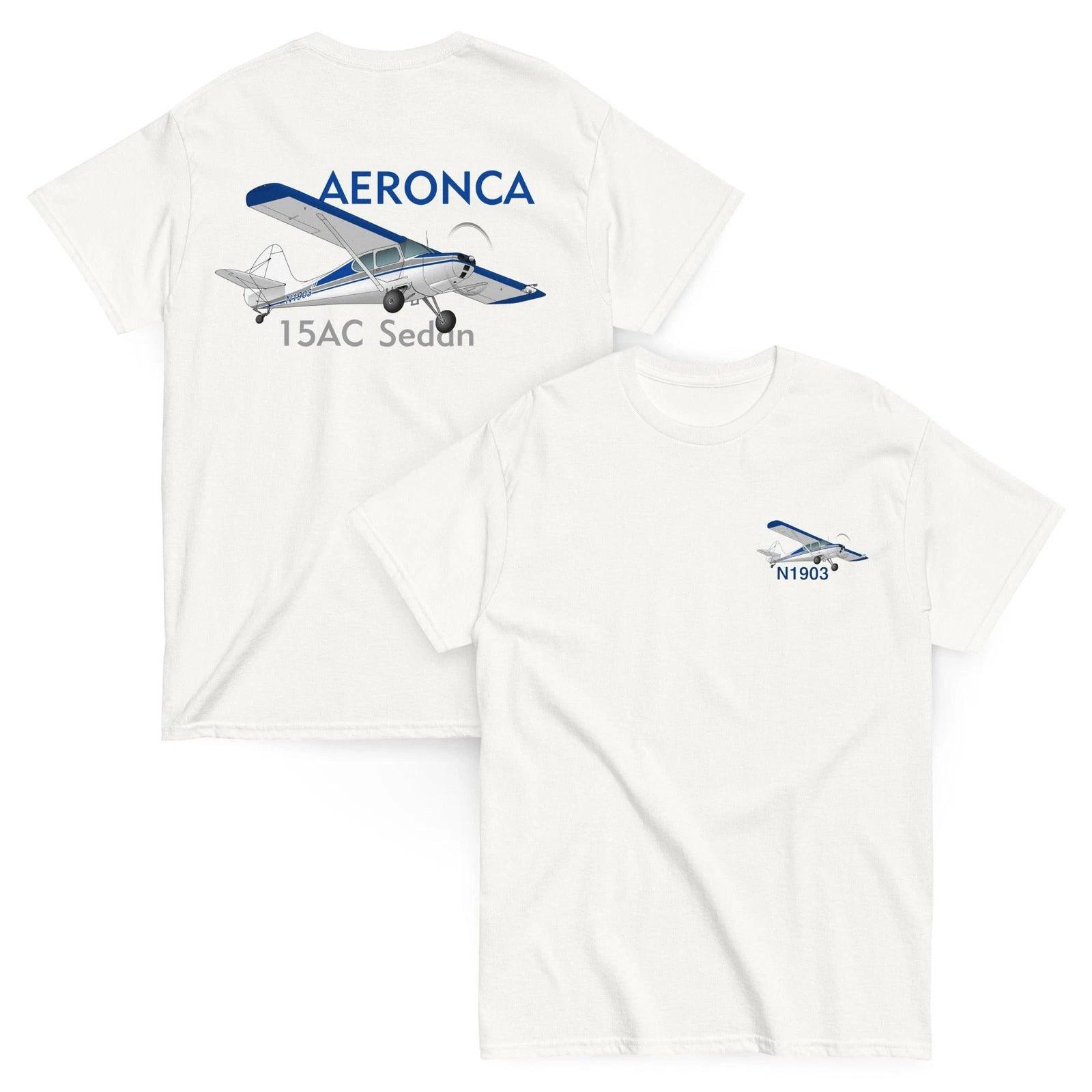 Футболка с изображением самолета Aeronca 15AC Sedan – Персонализированный бортовой номер – Печать на спине и лице S