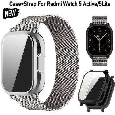Curea tip plasă milaneză pentru brățara Redmi Watch 5 Active cu carcasă și protecție de ecran, accesorii brățări Redmi Watch 5 Lite