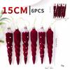 Flocked Painted Cone-Shaped Christmas Icicle Ornaments for Indoor Decoration