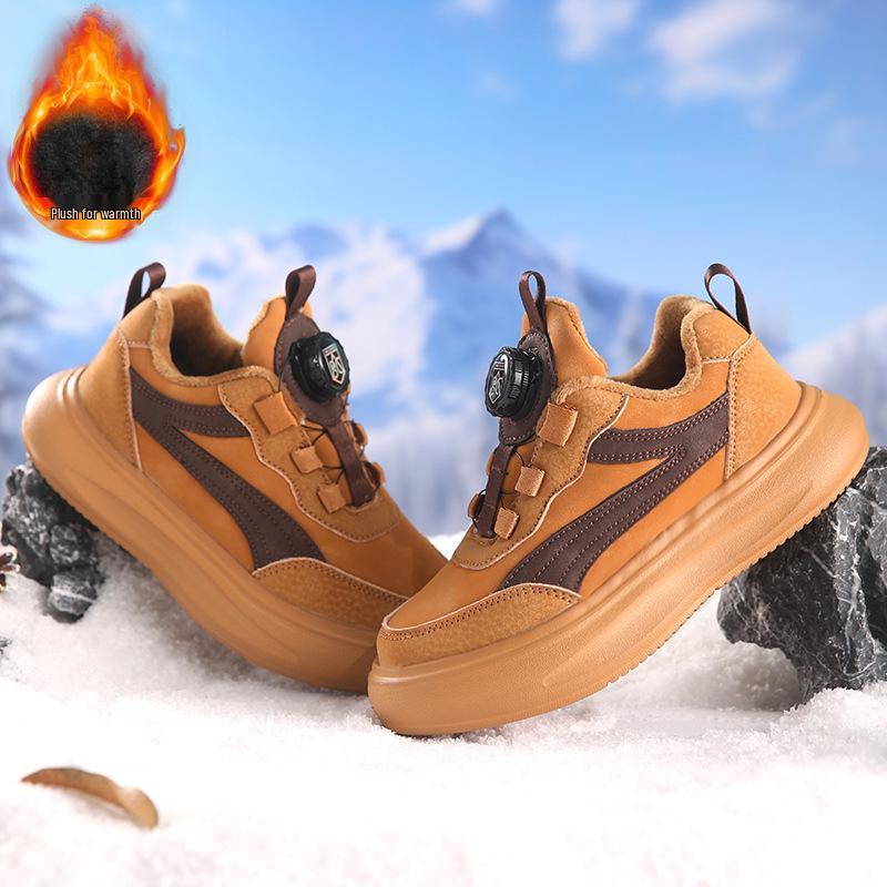 

Boys 2025 Winter Cotton-Lined Leather Sneakers: Non-Slip, Warm, Velvet Sports Shoes 33