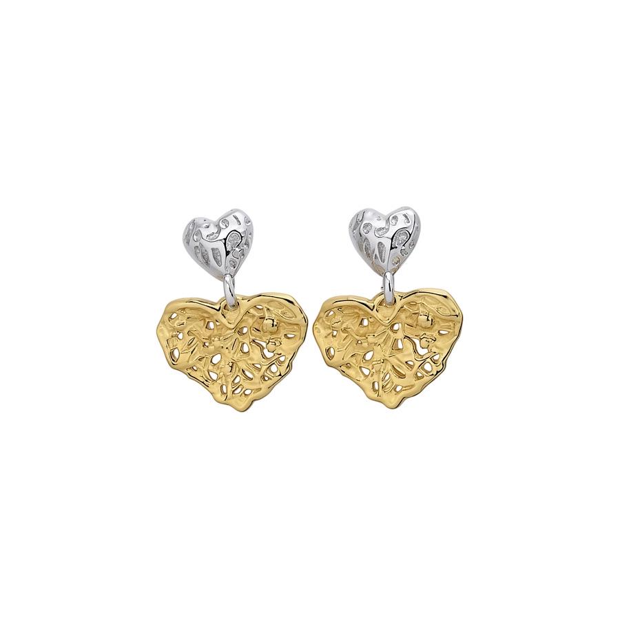 Silver Needle Pleated Heart Geometric Stud Earrings – High-End, Cute, and Fashionable Accessories