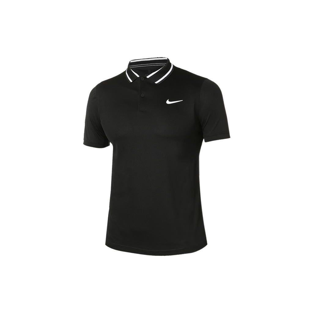 Nike Polo Shirts Men's Black Crew Neck Moderate Straight Fit CW6848-010