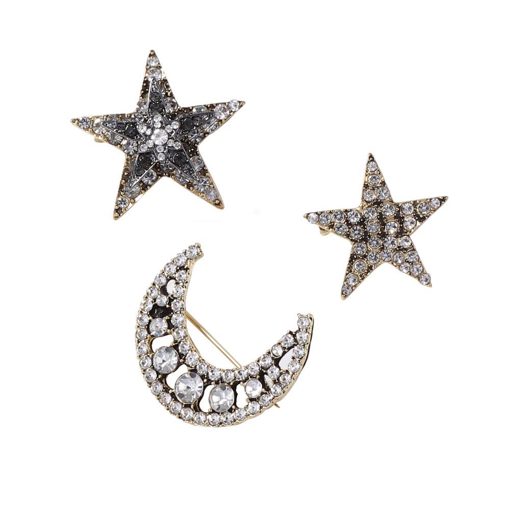 

Creative Vintage Rhinestone Insect Brooch Set Animals Star Metal Pin Sunflower Gold Corsage Ornament Suit Black Green