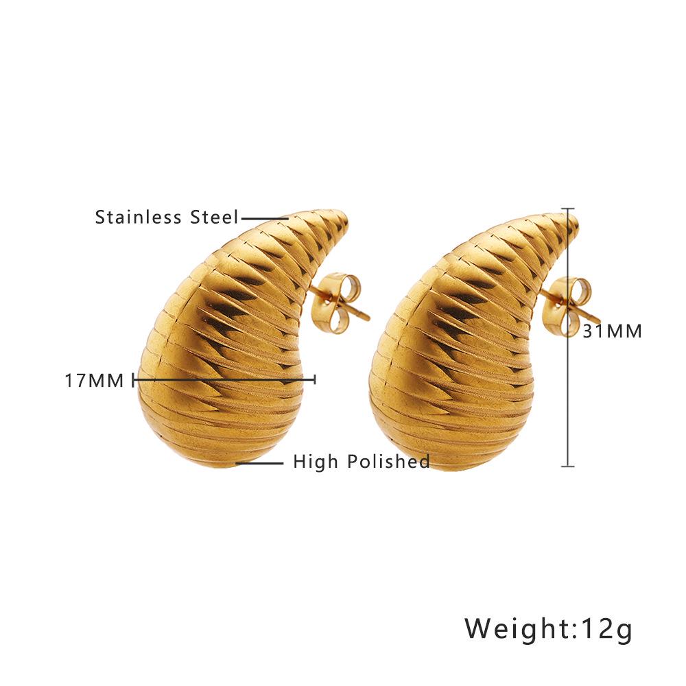 European and American INS Style Stainless Steel Water Drop Gold Ear Studs