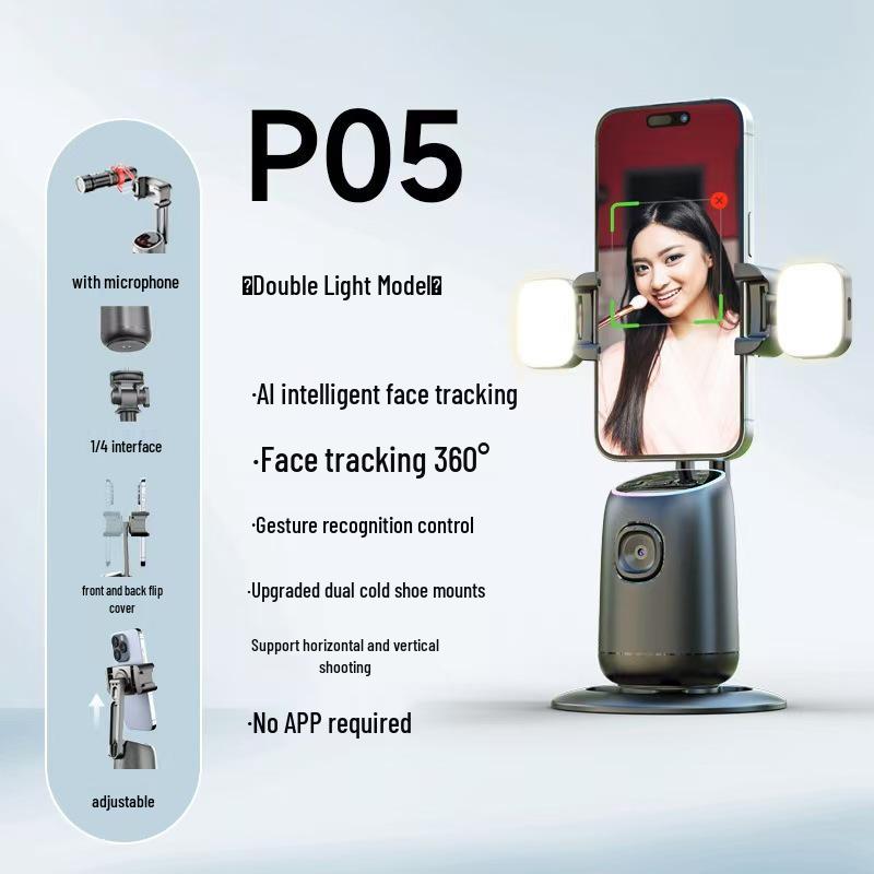 Smart P03 AI Gimbal Stabilizer: 360° Face Tracking, Anti-Shake for Live Streaming & Photography