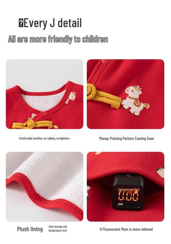 Girls' Red Festive New Year Sleeveless Vest - Spring/Autumn Infant Cape Jacket