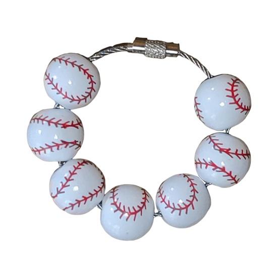 

Очаровательный стиль бейсбольной сумки для сумок Bogg, деревянные бусины с бейсбольным узором, легкое крепление tennis