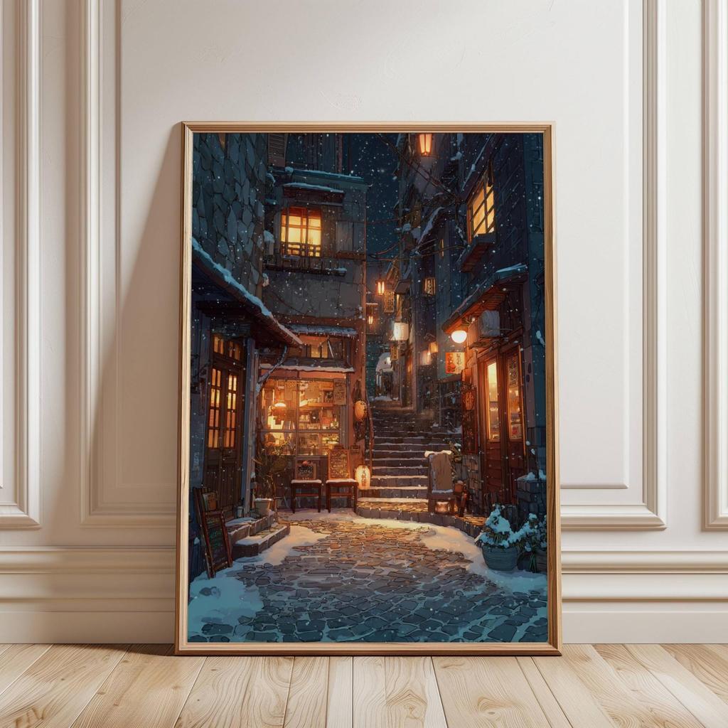 Inspired Japanese Night Street Prints Anime Wall Art Decor Canvas Poster Prints Home Bedroom Living Room Decoration Git Posters