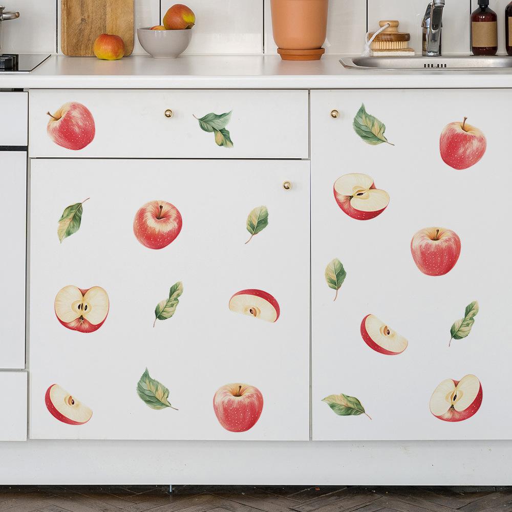 Gemalte Rote Apfel Aufkleber für Küchen-Esszimmerschränke, Heimhintergrund und Wandverschönerung