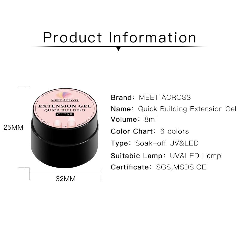 MEET ACROSS Quick Nail Building Extension UV Gel Ilgnoturīga nagu gēla laka