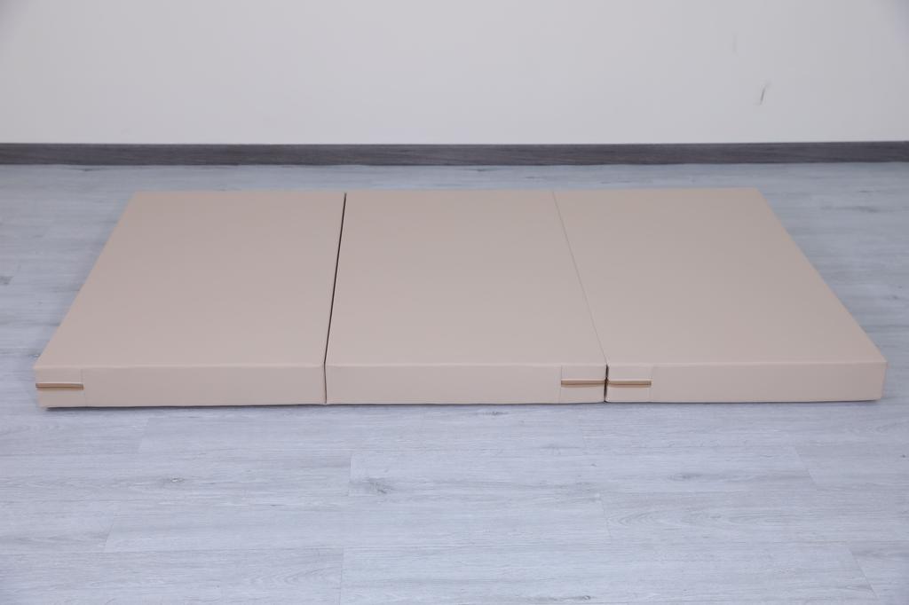 Gymnastic mattress Satellite 180x100x10 cm three-piece - beige