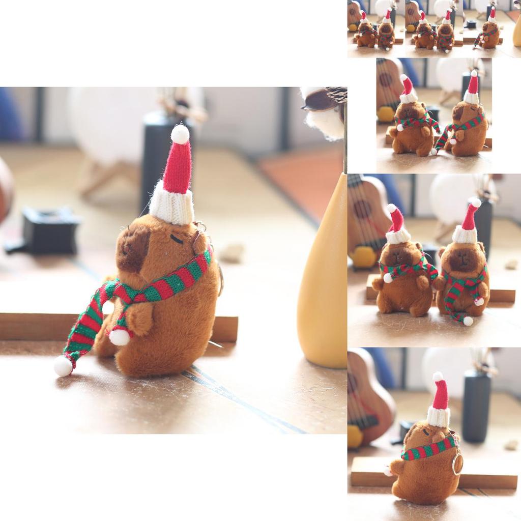 Charming Miniature Capybara Plush Toy Keychain 14cm Perfect For Holiday Cheer