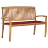 Stackable Garden Bench with Cushion 128.5 cm Solid Teak Wood