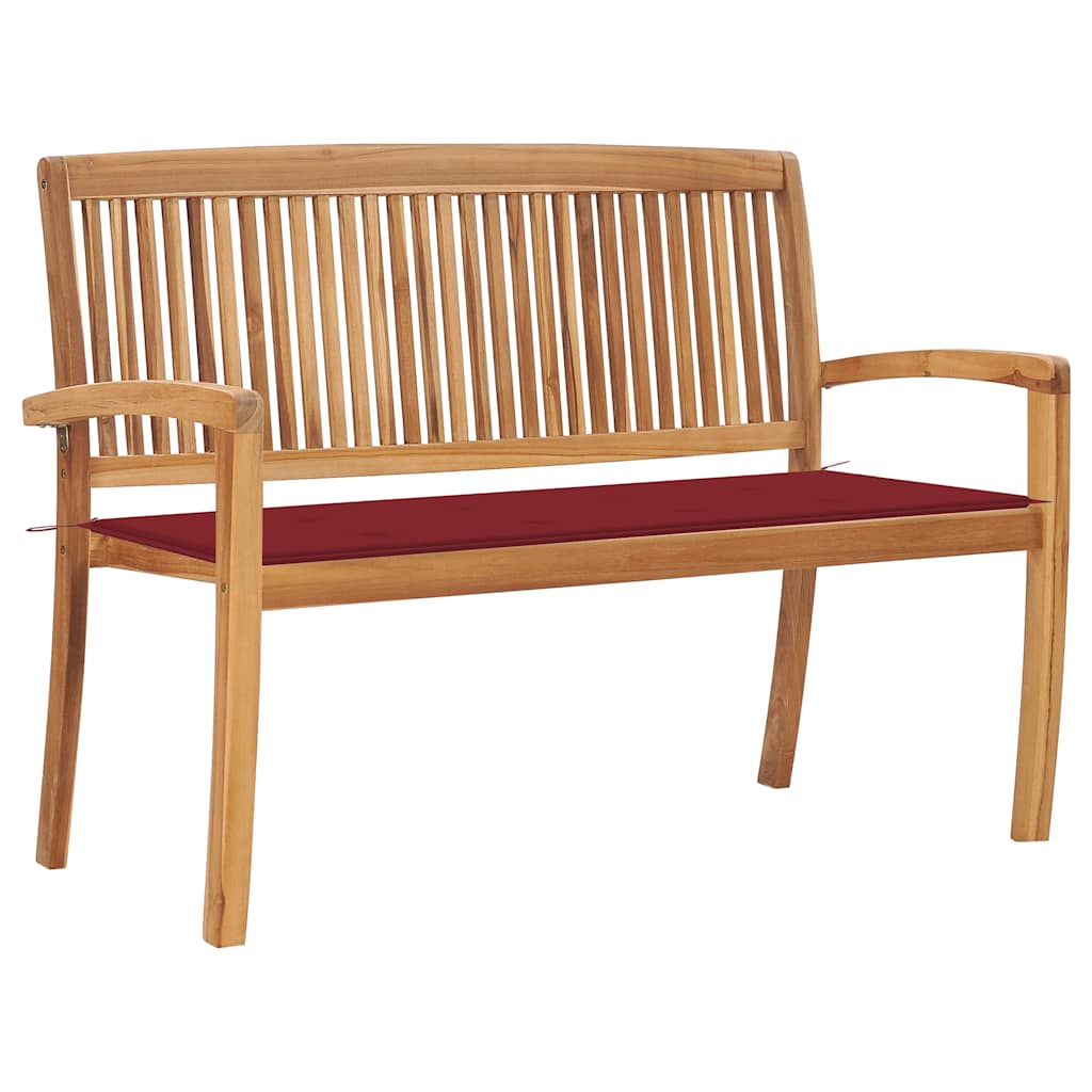 Stackable Garden Bench with Cushion 128.5 cm Solid Teak Wood