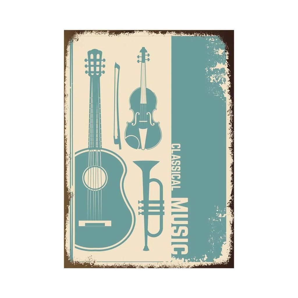 pc Vintage Rock Music Metal Poster Tin Signs Retro Guitar Rock Party Metal Plates Wall Art for Bar Pub Home Wall Art Decor