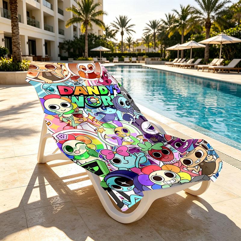 Dandy's World Print Beach Towel Design, Soft, Lightweight. for Home Bathroom, Spa, Pool, Yoga, Surfing, Camping, Gift for Family, Friend