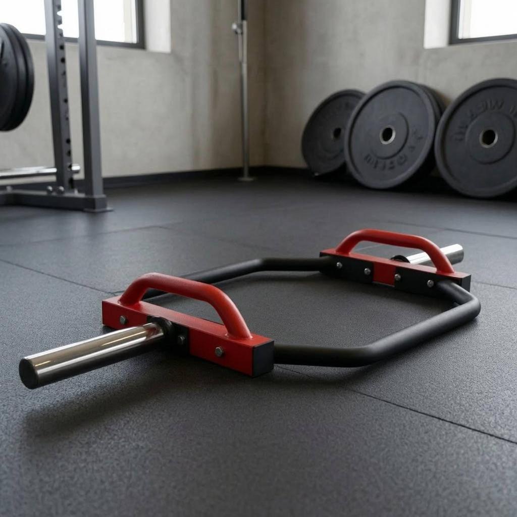 Hexagonal Bar Multiple Grip Hexagon Fitness Equipment for Weight Training, Gym Black Red Handle