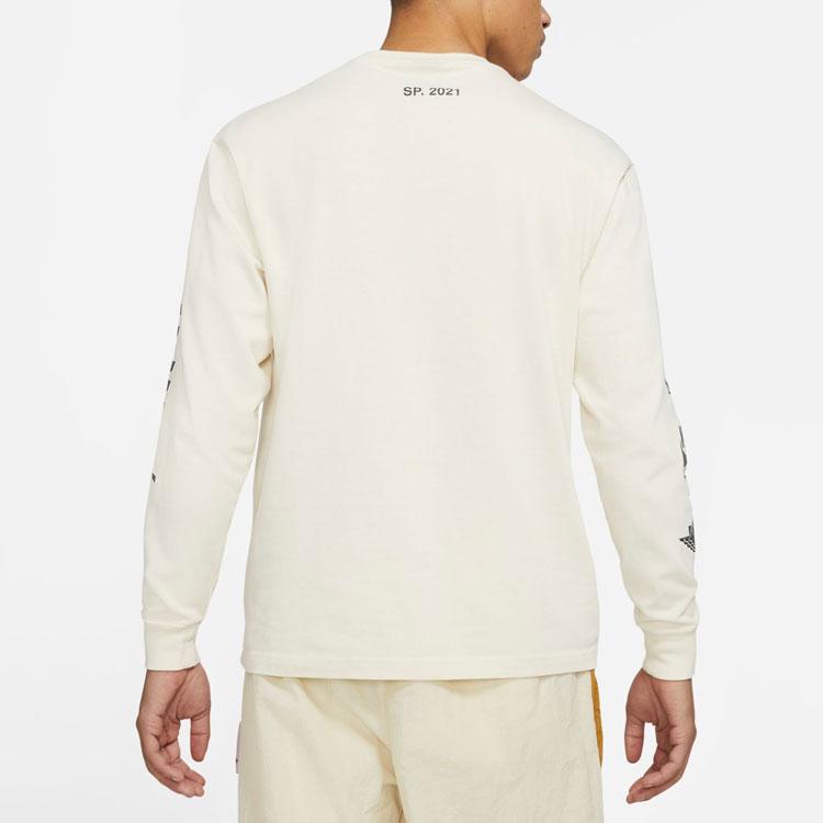 Jordan Air  3 X A Ma Maniere Co-Branded Logo Print Long Sleeve Crew Neck T-Shirt Men Tops Cream CV3449-292