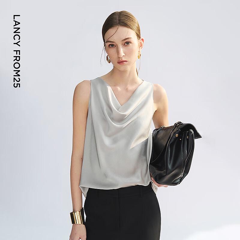 Langzi Drape Collar Satin Cami Top