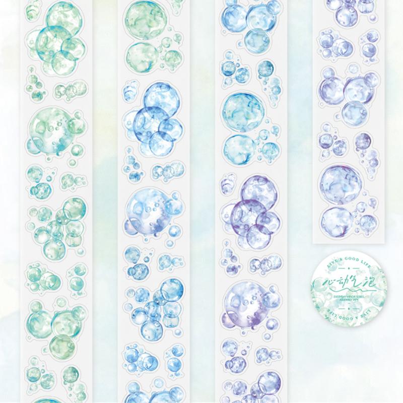 Mr. Paper 4Style 1Roll/bag Illusion Bubble Series Long Loop Die-cut PET Tape DIY Handbook Decoration Material Tape