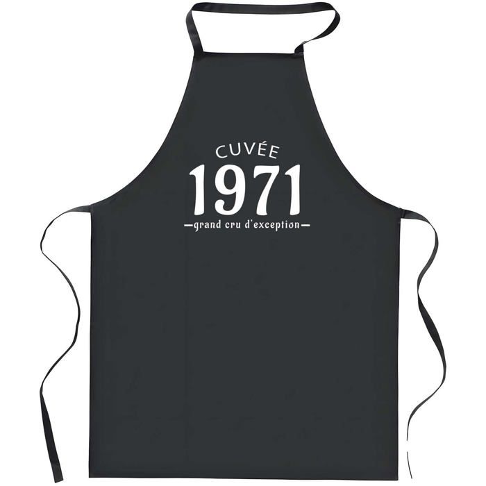 Tablier de cuisine - 1971 Cuvée - Noir - Coton résistant - Impression bretonne