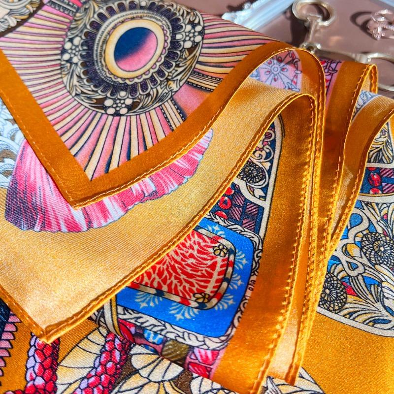 Spring new armor printed silk scarf women's high-grade plain crepe satin mulberry silk square scarf business gift