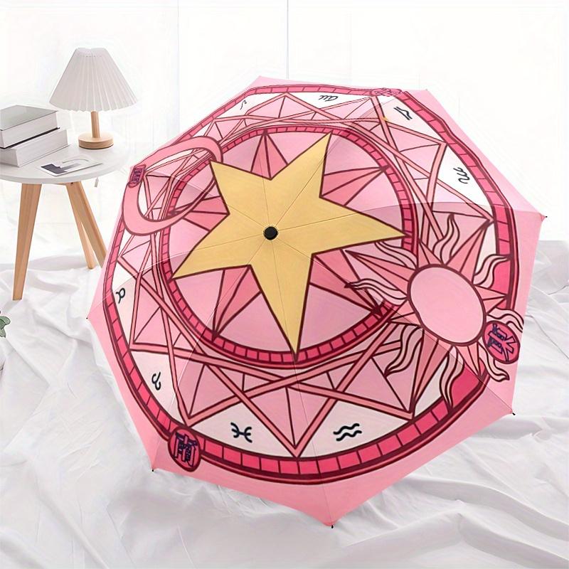 1pc Sakura Magic Array Pattern Beautiful Looking Automatic Folding Umbrella, 3 Folding, 8 Pole Frame Design, Durable and Suitable for Travel