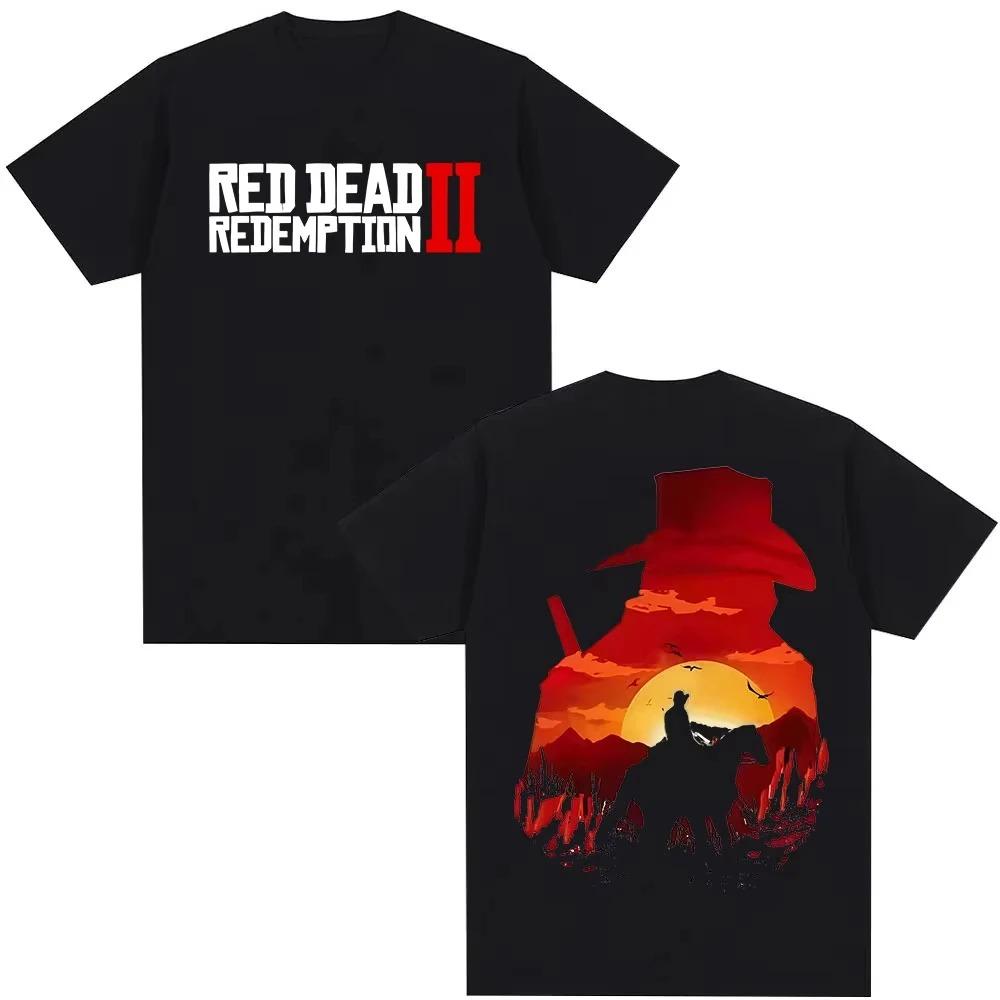 

2026 Red Dead Redemption 2 Игровая Графическая Футболка Мужская Женская Готическая Футболка с Коротким Рукавом Мода Y2K Высококачественная Хлопковая Футболка 4XL
