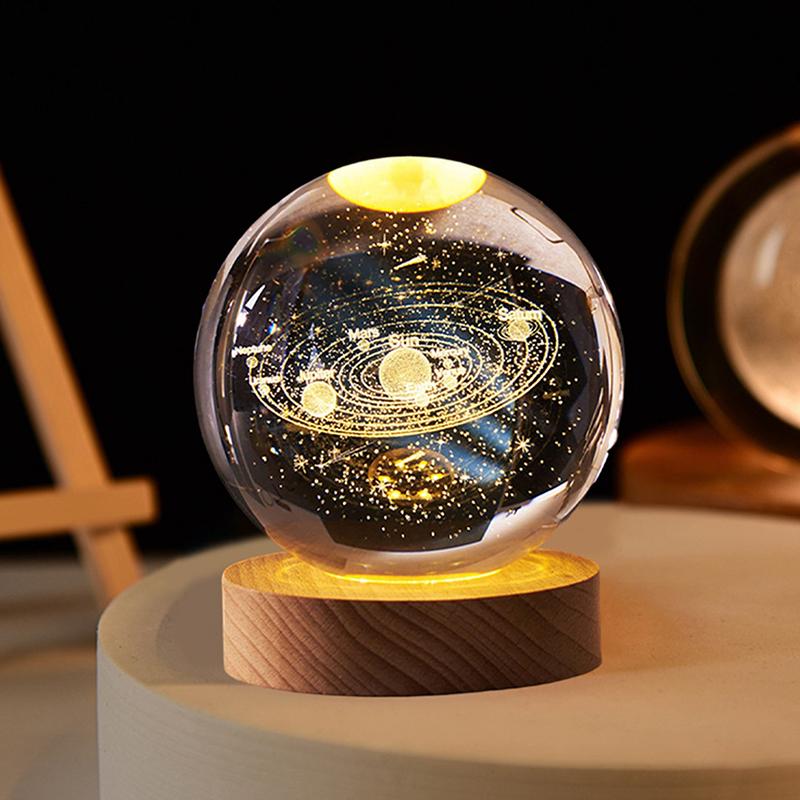 USB-beleuchtete Kristallkugel 3D-Innengravur Kreatives Geschenk Schreibtischornament Kristallkugel Nachtlicht