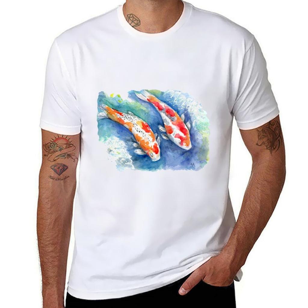 Splashing Koi TShirt Retro Style Print Casual Top