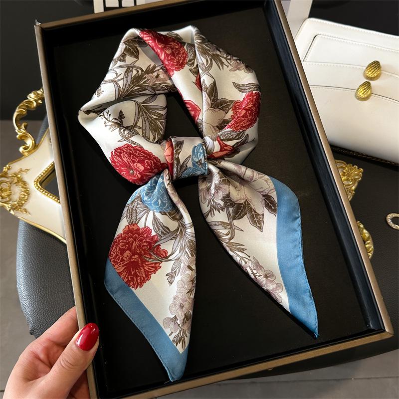 Women's 70cm Leopard Print Silk Scarf - Versatile Square Scarf for Professional and Casual Wear