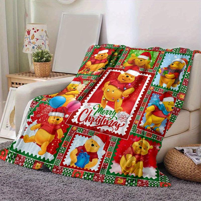 

1pc. Christmas Winnie The Pooh Postage Stamps Design Blanket, Home Decorative Throw Blanket for All Seasons, Cute Cartoon Gift Idea for frie 100x150cm