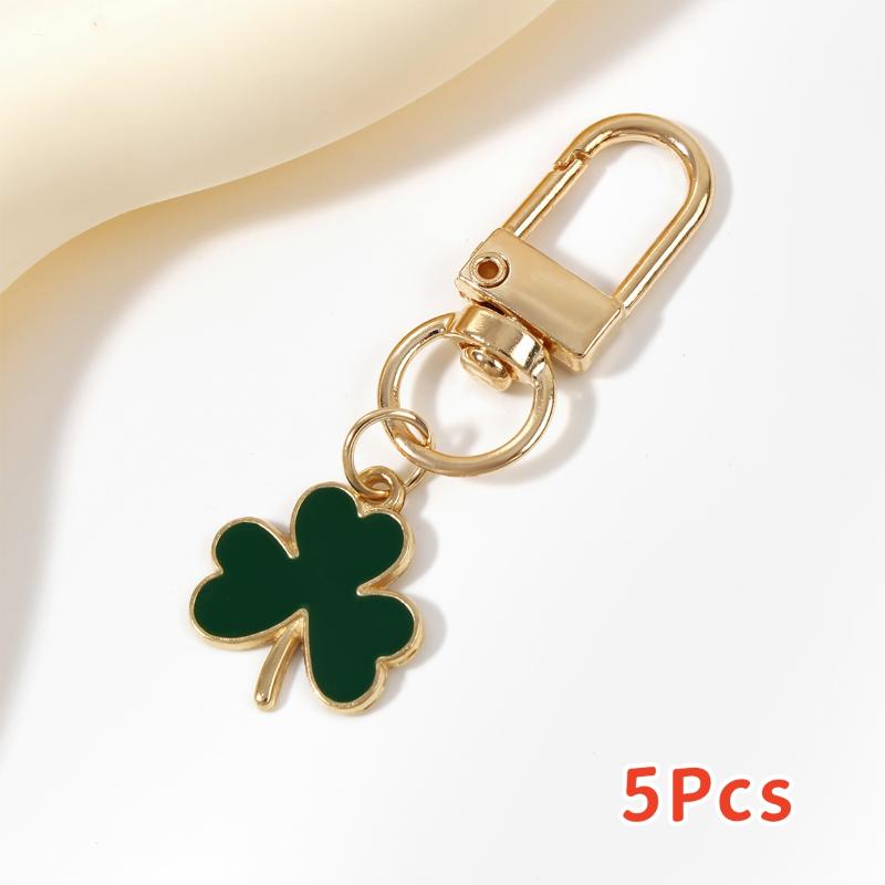 5/10Pcs Alloy Green Clover Leaf Shaped Keychain Minimalist Style Bag Charm Used For Diy Jewelry Accessories Holiday Gifts