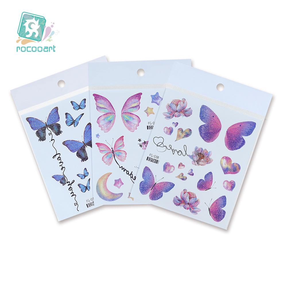 Rikalong Waterproof Glitter Butterfly Tattoo Stickers for Music Festival & Children's Face Makeup