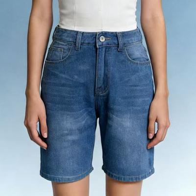 Damen-Jeansshorts in Farbe, Stretch, schmale Passform, Used-Look