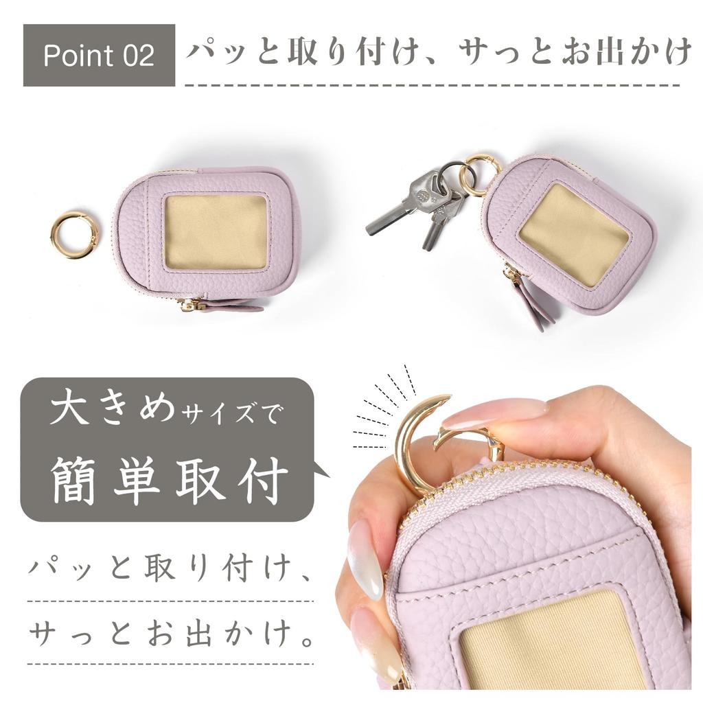 Cute and Stylish Mini Pouch with Earphone Card Clear IC Card Coin Commuter Pass Coin Small Item Holder Carabiner, Case, Slots, Window, Slots, Purse,