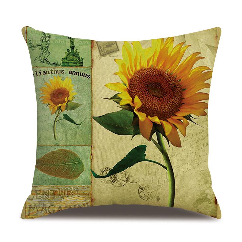 Linen Pillowcase American Rustic Rose Sofa Cushion Cover Retro Style Car Home Soft Decoration