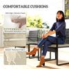 Rattan Bistro Set, 3 Piece Garden Furniture Set with Glass Top Table and Cushions, Khaki