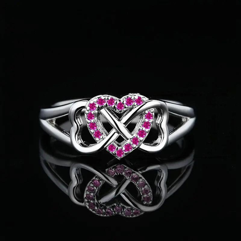 Infinity Love Ring Silver Color Shining Cubic Zircon Bowknot Letter 8 Eternity Promise Jewelry for Woman Girlfriend