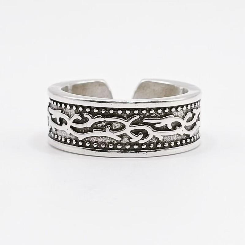 Adjustable Open Ring Men Women Vintage Thorn Leaf Geometric Design Copper Jewelry Bohemian Retro Style