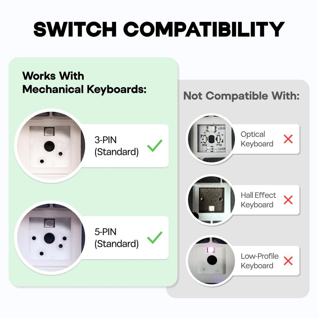 EPOMAKER Zebra 40gf Linear Mechanical Keyboard Switches, 5-Pin Pre-Lubricated Creamy Switches with 100PCS POM Stems, 21mm Spring, Compatible with MX