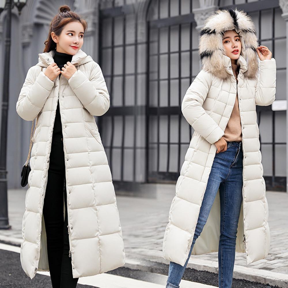 Winter women's cotton clothes extended large fur collar women's cotton clothes thickened long women's down cotton-padded clothes women's