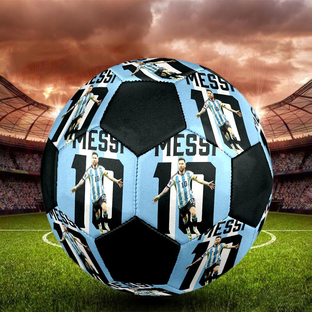 1PC Messi Modern Great Size 5 Soccer Ball PrahaIndoor Soccer Ball Colorful All Ages Machine Stitched PVC Competition Ready Durable High-Bounce