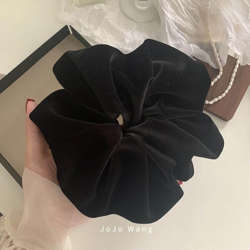 

Oversize Black Velvet Scrunchies Hair Ties Women Girls Solid Rubber Big Elastic Hair Bands Rope Ponytail Hair Accessories Winter