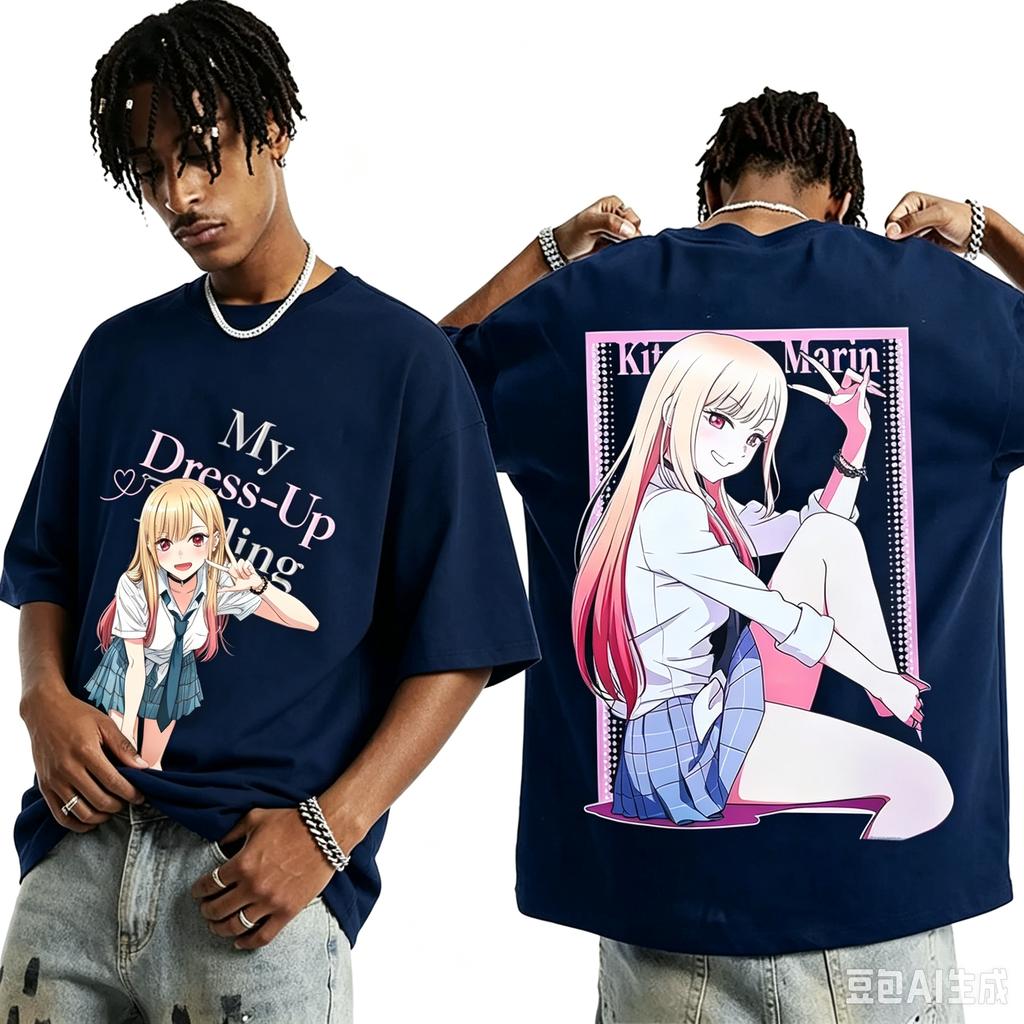 My Dress-Up Darling T-shirt Crewneck Oversized Men Women Y2k Streetwear Anime Manga Casual Loose Short Sleeved Unisex Female Male Clothing