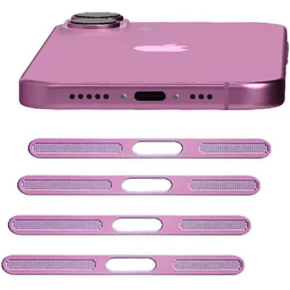 4 Pack Phone Mesh Speaker Cover Anti Dust Plug Port Guard for iPhone 17 Comptable with iPhone 16/16 Plus -Pink