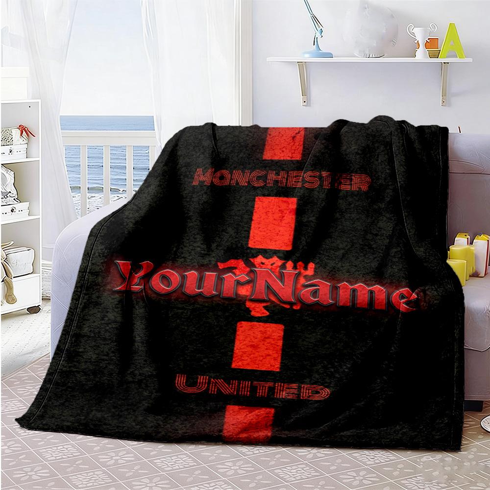 Manchester Customize Text Blanket Multi-purpose Personalized Blanket Soft Warm Cozy Versatile for Bed Sofa Chair Bedding Four Seasons Multipurpose