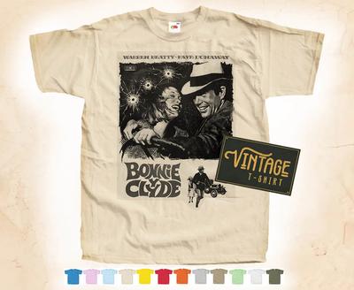 T-SHIRT noir imprimé BONNIE et CLYDE v1 TEE Affiche Vintage 12 Couleurs S-5XL